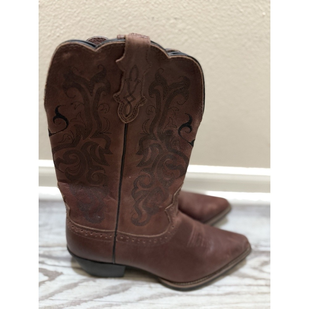 Justin Boots Dark Brown Mustang Cowhide Leather Style L2559 Women's Size 10 - Picture 3 of 6
